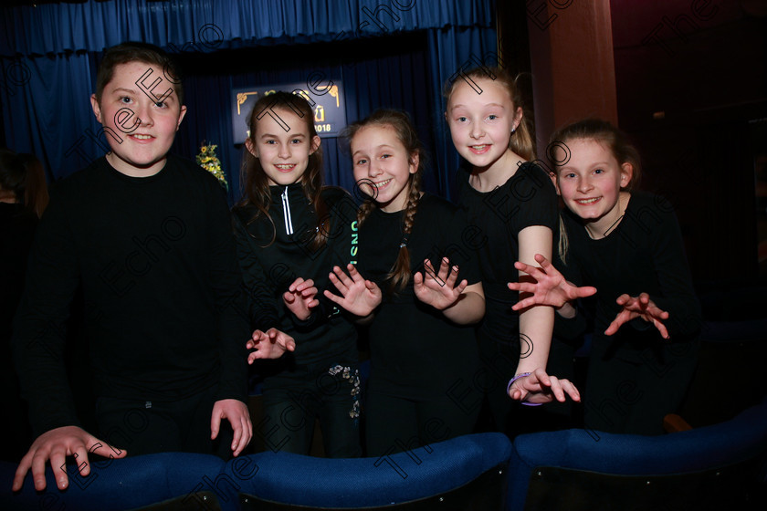 Feis26022018Mon29 
 29
Montfort College Group 1; Jack Keane, Sarah Burns, Mia Kelly-Morish, Katelyn Buckley and Grinne Finn.
 Speech and Drama Class: 363: Group Improvisation 13 Years and Under Feis Maiti 92nd Festival held in Fr. Mathew Hall. EEjob 26/02/2018 Picture: Gerard Bonus.