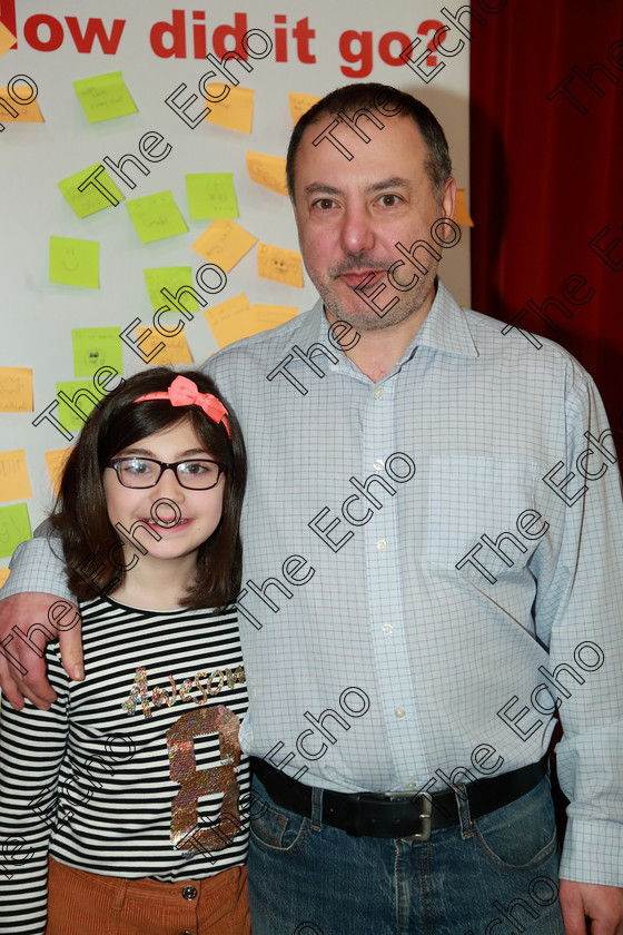 Feis05022019Tue09 
 9
Performer Ilana Dabis from Glanmire with her dad Homam.

Class: 187: Piano Solo 9 Years and Under Confined Two contrasting pieces not exceeding 2 minutes.

Feis Maiti 93rd Festival held in Fr. Matthew Hall. EEjob 05/02/2019. Picture: Gerard Bonus