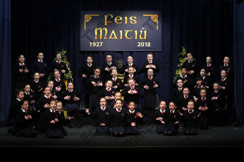 Feis23022018Fri22 
 15~31
St. Vincents 4th Class performing.
 Speech and Drama Class: 476: The Peg OMahony Memorial Perpetual Cup Choral Speaking 4th Class Feis Maiti 92nd Festival held in Fr. Mathew Hall. EEjob 23/02/2018 Picture: Gerard Bonus.