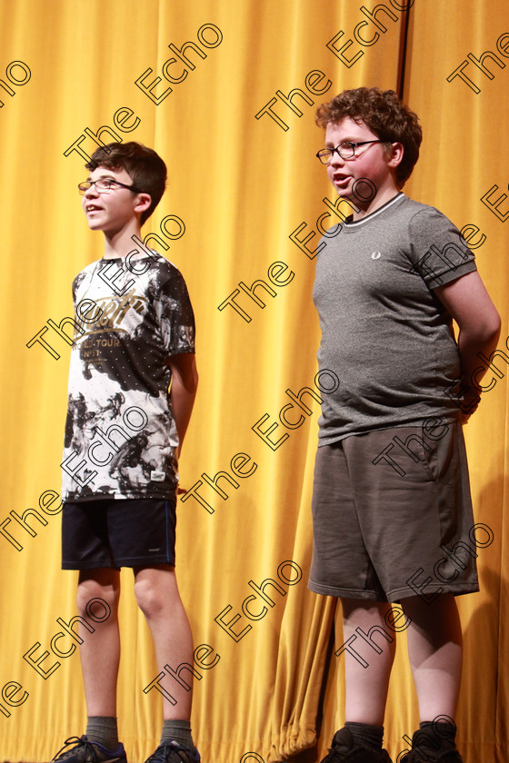 Feis22032019Fri43 
 43~45
Michael Lane and William Sherry from Whites Cross and Kerry performing Super Fudge.

Class: 311: Dramatic Duo12 Years and Under Section 2 A Dramatic Scene not exceeding 8minutes.

Feis Maiti 93rd Festival held in Fr. Mathew Hall. EEjob 22/03/2019. Picture: Gerard Bonus.