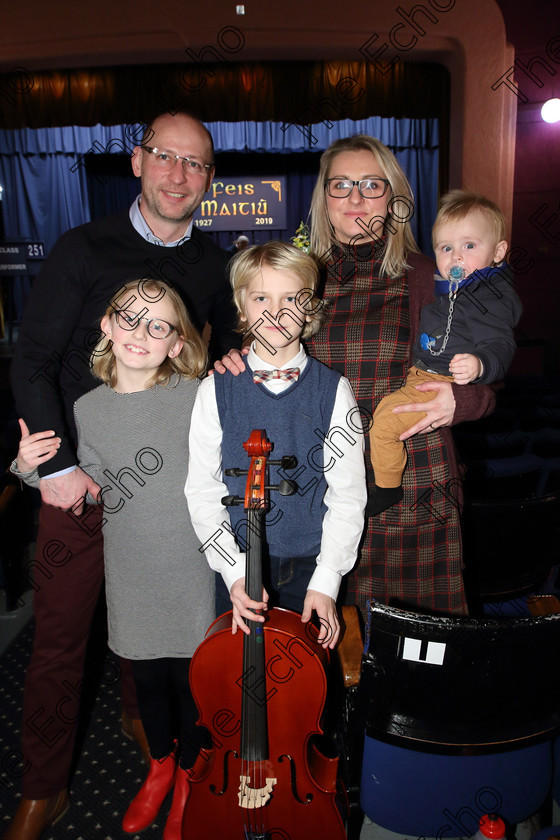 Feis01022019Fri37 
 37
Performer Franciszek Jabkiewicz from Blarney with his parents Jacck and Barbra, sister Teresa and little brother Jqnacy.

Class: 251: Violoncello Solo 10 Years and Under (a) Carse  A Merry Dance. 
(b) Contrasting piece not to exceed 2 minutes.

Feis Maiti 93rd Festival held in Fr. Matthew Hall. EEjob 01/02/2019. Picture: Gerard Bonus