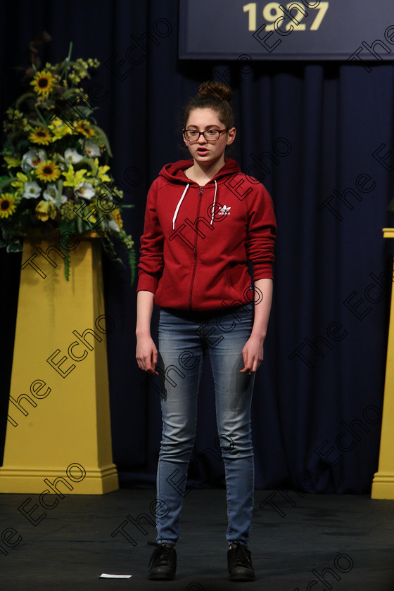 Feis23022018Fri74 
 74
Bridget Hynes presenting her poem The Stones and takes a Bronze Medal.
 Speech and Drama Class: 401: Own Choice Verse Speaking 15 Years and Under A Poem of Own Choice; Feis Maiti 92nd Festival held in Fr. Mathew Hall. EEjob 23/02/2018 Picture: Gerard Bonus.