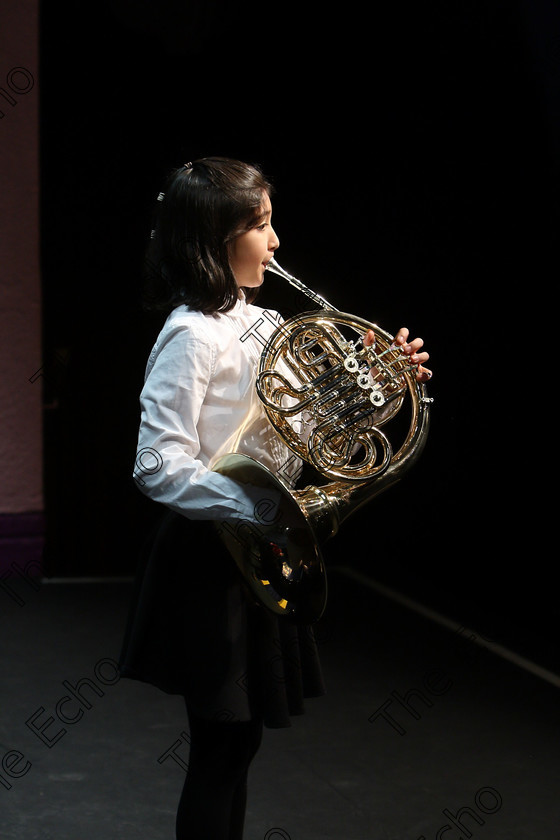 Feis06022018Tue05 
 5
Roisn Martin from Bishopstown playing the French horn.
 Instrumental Music Class: 205: Brass Solo 12 Years and Under Feis Maiti 92nd Festival held in Fr. Mathew Hall. EEjob 05/02/2018 Picture: Gerard Bonus.