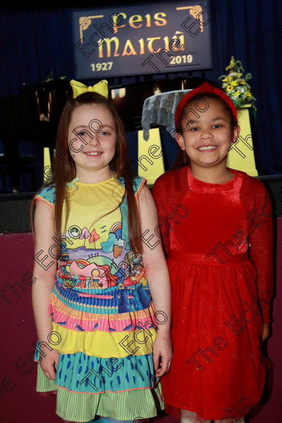 Feis26022019Tue14 
 14
Performers Layla Rose OShea and Deirdre Sophia Considine from Glanmire.

Class: 56: 7 Years and Under arr. Herbert Hughes Little Boats (Boosey and Hawkes 20th Century Collection).

Feis Maiti 93rd Festival held in Fr. Mathew Hall. EEjob 26/02/2019. Picture: Gerard Bonus