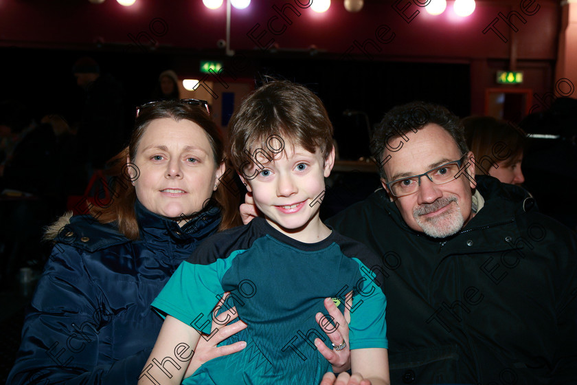 Feis24022018Sat58 
 58
Performer Joseph Dunne from Glanmire with his parents Josephine and Niall.
 Speech and Drama Class: 381: Solo Verse Speaking Boys 8 Years and Under Section 2 Feis Maiti 92nd Festival held in Fr. Mathew Hall. EEjob 24/02/2018 Picture: Gerard Bonus.