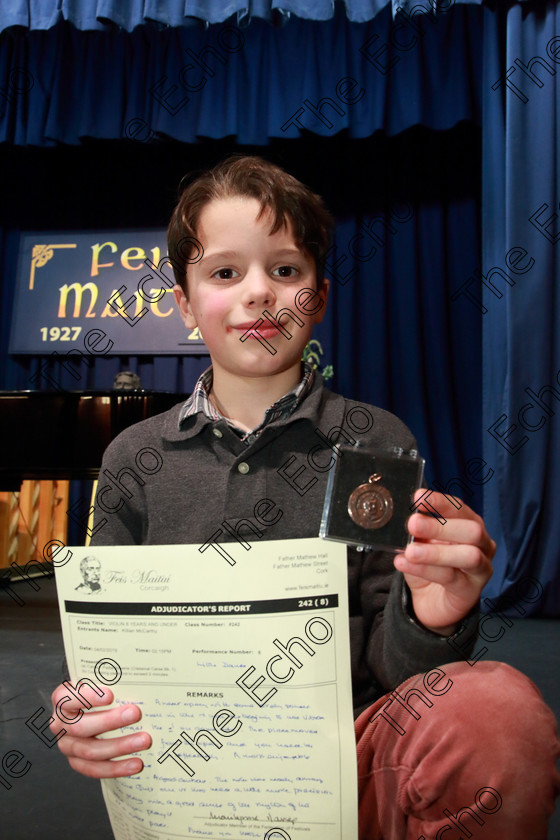 Feis0402109Mon10 
 10
Bronze Medallist Killian McCarthy from Blackrock

Class: 242: Violin Solo 8 Years and Under (a) CarsePetite Reverie (Classical Carse Bk.1) (b) Contrasting piece not to exceed 2 minutes.

Feis Maiti 93rd Festival held in Fr. Matthew Hall. EEjob 04/02/2019. Picture: Gerard Bonus