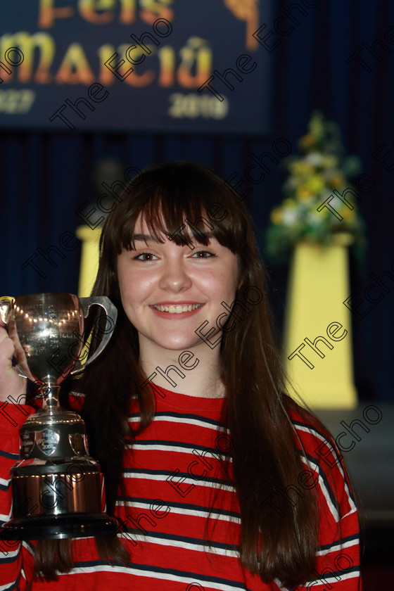 Feis27032019Wed51 
 51
Overall Winner and Silver Medalist Ava Hennessy from Killeagh for her performance of Portia Coughlan.

Class: 325: The Kilbrogan Perpetual Cup and Musgrave Ltd. Bursary Bursary Value 130 Dramatic Solo 17YearsandUnder Section 2 A Solo Dramatic Scene not to exceed 10 minutes.

Feis Maiti 93rd Festival held in Fr. Mathew Hall. EEjob 27/03/2019. Picture: Gerard Bonus