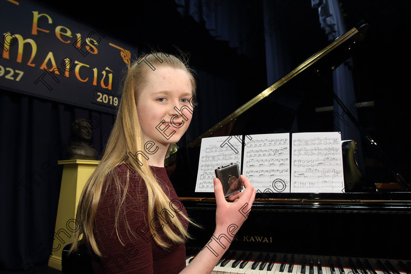 Feis01022019Fri51 
 51
Joint Bronze Medallist Orlaith OSullivan from Killorglin Co. Kerry. 
Class: 163: Piano Solo 16 Years and Under (a) Debussy Minstrels (Preludes Bk.1) (b) Contrasting piece of own choice not to exceed 4 minutes

Feis Maiti 93rd Festival held in Fr. Matthew Hall. EEjob 01/02/2019. Picture: Gerard Bonus