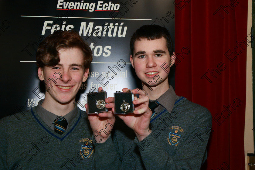 Feis05032018Mon64 
 64
Silver Medallists Duo Oisn OSullivan and James Atchison from Rochestown College.
 Singing and School Choirs Class: 95: Vocal Duets 18 Years and Under Confined Feis Maiti 92nd Festival held in Fr. Mathew Hall. EEjob 05/03/2018 Picture: Gerard Bonus