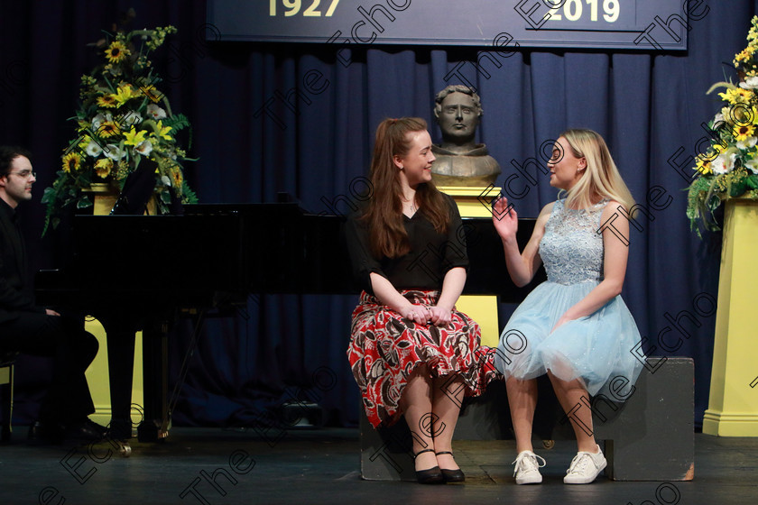 Feis28032019Thu23 
 22~24
Siomha Marron and Marion Goggin giving a 3rd place performance of Adelaid and Sarah from Guys and Dolls

Class: 336: The Trevor Ryan Perpetual Cup 5Musical Drama Duo18 Years and Under A duo dialogue and song not to exceed 10 minutes.

Feis Maiti 93rd Festival held in Fr. Mathew Hall. EEjob 28/03/2019. Picture: Gerard Bonus