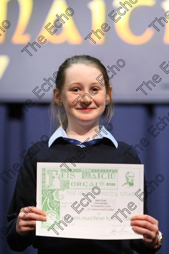 Feis19022018Mon43 
 43
Commended Beth Ryan.
 Speech and Drama Class: 327: The Hartland Memorial Perpetual Trophy Dramatic Solo 12YearsandUnder Section 1 Feis Maiti 92nd Festival held in Fr. Mathew Hall. EEjob 19/02/2018 Picture: Gerard Bonus.