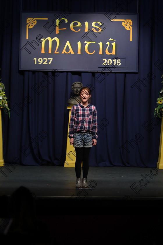 Feis12032018Mon38 
 38
Performers Saoirse OSullivan from Glanmire reciting her poem
 Speech and Drama Class: 365: Solo Verse Speaking Girls 10 Years and Under Section 4 Feis Maiti 92nd Festival held in Fr. Mathew Hall. EEjob 12/03/2018 Picture: Gerard Bonus