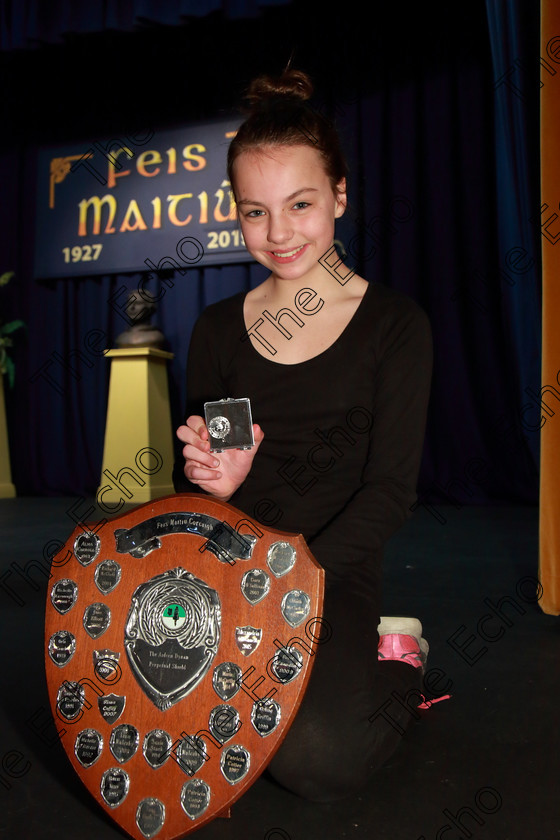 Feis20032019Wed01 
 1
Shield winner and Silver Medalist Dominique Desmond from Inniscarra for her performance of Never Again Class: 452: The Aideen Dynan Perpetual Shield 11 Years and Under (a) The Photograph(c) The Quiet Zone (b) Never Again! (d) The Decorator

Feis Maiti 93rd Festival held in Fr. Mathew Hall. EEjob 20/03/2019. Picture: Gerard Bonus.