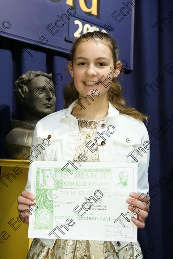 Feis24032018Sat11 
 11
Commended Eabha Sabatino from Ballinlough.
 Speech and Drama Class: 363: Solo Verse Speaking Girls 12 Years and Under Section 2 Feis Maiti 92nd Festival held in Fr. Mathew Hall. EEjob 24/03/2018 Picture: Gerard Bonus