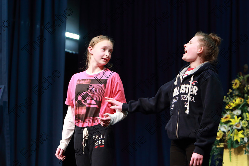 Feis22032019Fri23 
 22~23
Katelyn Buckley and Grinne Finn from Fermoy giving a 3rd place performance of Desolate Heaven.

Class: 311: Dramatic Duo12 Years and Under Section 2 A Dramatic Scene not exceeding 8minutes.

Feis Maiti 93rd Festival held in Fr. Mathew Hall. EEjob 22/03/2019. Picture: Gerard Bonus.