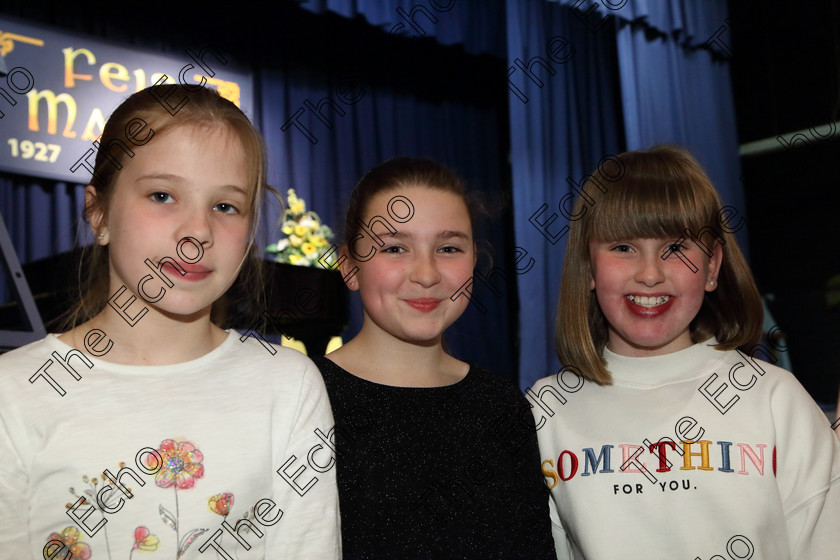 Feis28032019Thu12 
 12
Ciara Banbery, Clodagh Desmond and Aoife Maye from Rathcormac.

Class: 365: Solo Verse Speaking Girls 10Years and Under Section 4 Either: Meeting Rachel Field or Wanted A Witches Cat Shelagh McGee.

Feis Maiti 93rd Festival held in Fr. Mathew Hall. EEjob 28/03/2019. Picture: Gerard Bonus