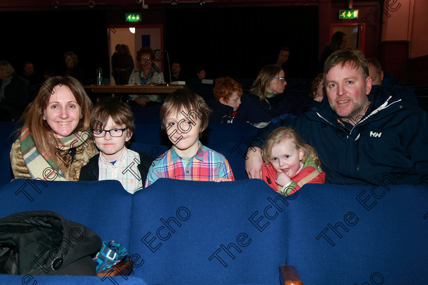 Feis24022018Sat59 
 59
Performer Jamie Lane from Glanmire with his with his family Sarah Morey, Penny, Daragh and Derek.
 Speech and Drama Class: 381: Solo Verse Speaking Boys 8 Years and Under Section 2 Feis Maiti 92nd Festival held in Fr. Mathew Hall. EEjob 24/02/2018 Picture: Gerard Bonus.