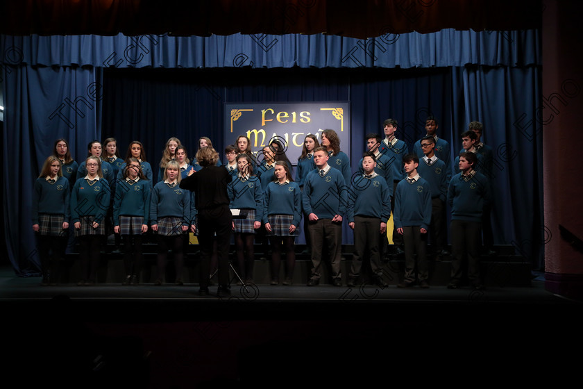 Feis12042018Thu56 
 56~60
Glanmire Community School Senior Choir singing The Water Is Wild and Mack The Knife Conducted by Ann Mannix.

Singing Class: 81: The Father Mathew Perpetual Shield 19 Years and Under Feis Maiti 92nd Festival held in Fr. Mathew Hall. EEjob 12/04/2018 Picture: Gerard Bonus