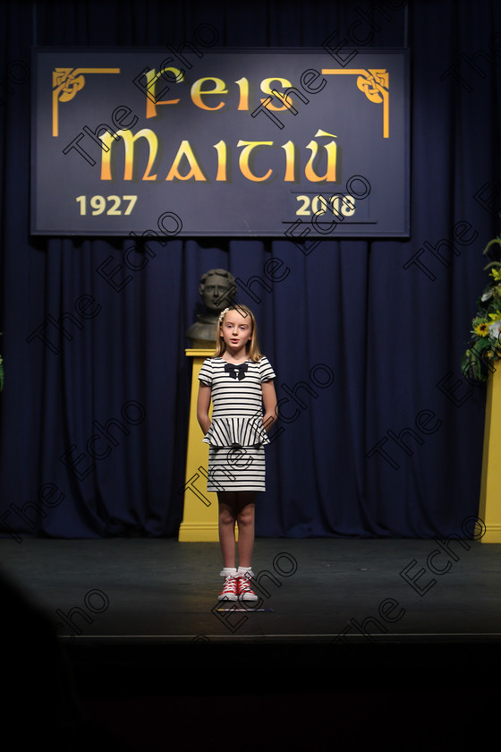 Feis12032018Mon18 
 18
Performer Emma Dunne from Cloghroe reciting her poem
 Speech and Drama Class: 365: Solo Verse Speaking Girls 10 Years and Under Section 4 Feis Maiti 92nd Festival held in Fr. Mathew Hall. EEjob 12/03/2018 Picture: Gerard Bonus