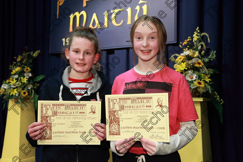 Feis22032019Fri59 
 59
3rd place Katelyn Buckley and Grinne Finn from Fermoy for their performance of Desolate Heaven.

Class: 311: Dramatic Duo12 Years and Under Section 2 A Dramatic Scene not exceeding 8minutes.

Feis Maiti 93rd Festival held in Fr. Mathew Hall. EEjob 22/03/2019. Picture: Gerard Bonus.