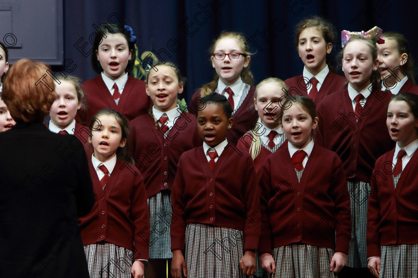 Feis01032019Fri14 
 11~15
2nd place St. Josephs Girls Choir, Clonakilty singing Golden Slumbers.

Class: 84: The Sr. M. Benedicta Memorial Perpetual Cup Primary School Unison ChoirsSection 2 Two contrasting unison songs.

Feis Maiti 93rd Festival held in Fr. Mathew Hall. EEjob 01/03/2019. Picture: Gerard Bonus