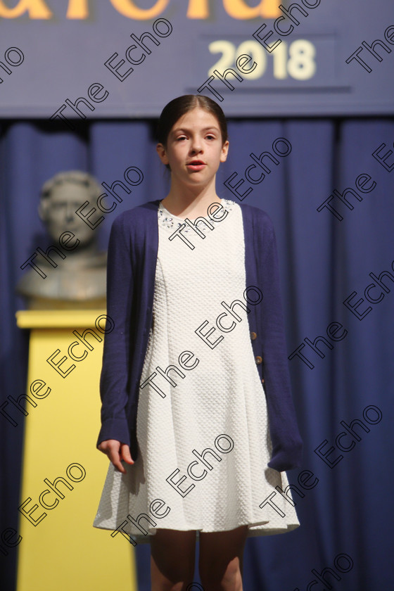 Feis25032018Sun08 
 8
Mischa Fleming performing.
 Speech and Drama Class: 365: Solo Verse Speaking Girls 10 Years and Under Section 5 Feis Maiti 92nd Festival held in Fr. Mathew Hall. EEjob 25/03/2018 Picture: Gerard Bonus