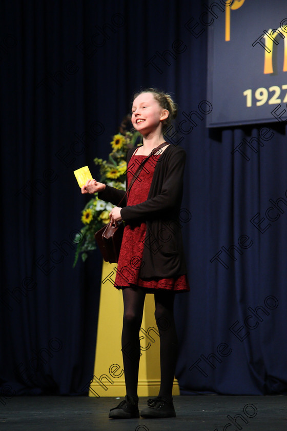 Feis14032018Wed04 
 3~4
Holly Murphy performing Verruca Salt from Charlie and The Chocolate Factory.
 Speech and Drama Class: 328: The Fr. Nessan Shaw Memorial Perpetual Cup Dramatic Solo 10 Years and Under Section1Feis Maiti 92nd Festival held in Fr. Mathew Hall. EEjob 14/03/2018 Picture: Gerard Bonus.