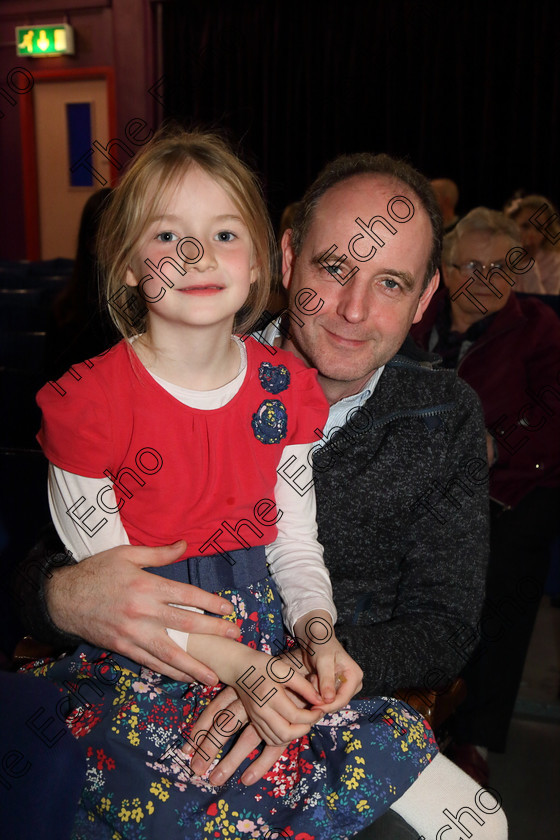 Feis30032019Sat42 
 42
3rd time performer Ciara Kennedy from Ballincollig with her Dad David.

Class: 368: Solo Verse Speaking Girls 7 Years and Under Section 4 Either: The Mermaid Theresa Heine or Night Ride Celia Warren.

Feis Maiti 93rd Festival held in Fr. Mathew Hall. EEjob 30/03/2019. Picture: Gerard Bonus