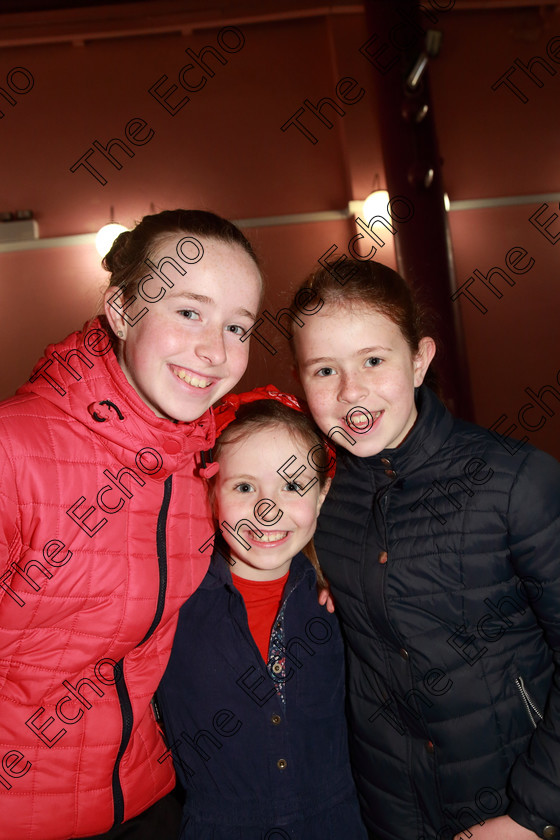 Feis23032019Sat10 
 10
Performer Romy Desmong from Ballygarvan with her big sisters Cliodhna and Isabelle.

Class: 367: Solo Verse Speaking Girls 8Years and Under Section 3 Either: Breakdown Jean Kenward or The Haunted House John Foster.

Feis Maiti 93rd Festival held in Fr. Mathew Hall. EEjob 23/03/2019. Picture: Gerard Bonus.