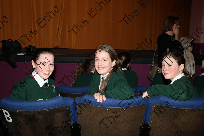 Feis12042018Thu42 
 42
Jenny Ryan, Mira Bonelli and Grinne OConnor from Cashel Community School. 
 Singing Class: 83: The Loreto Perpetual Cup Secondary School Unison Choirs Feis Maiti 92nd Festival held in Fr. Mathew Hall. EEjob 12/04/2018 Picture: Gerard Bonus