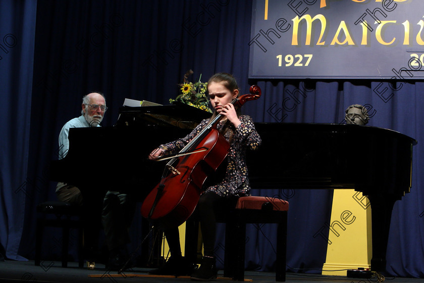 Feis30012018Tue32 
 32
Eve Flynn from Glanmire performing with Accompanist Colin Nicholls.
 EEjob 30/01/2018 
Feis Maiti 92nd Festival held in Fr. Matthew Hall 
Picture: Gerard Bonus

Instrumental Music. 
Class: 251: and 149 Violoncello Solo 10 years and 14 and under.