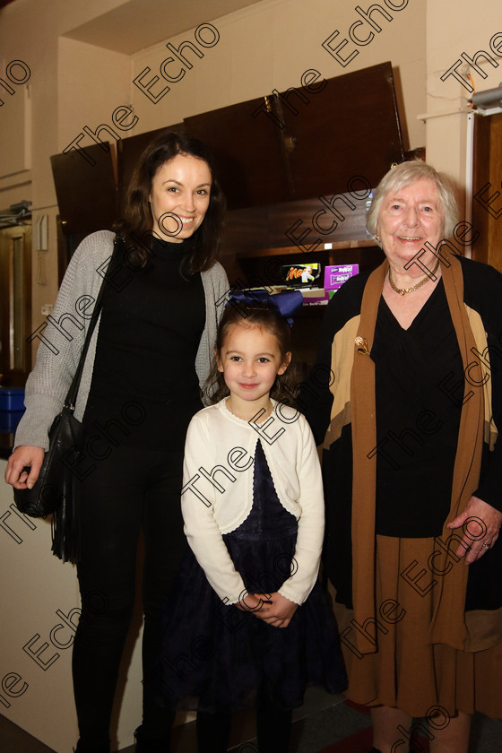 Feis27032018Tue10 
 10
Performer Layla Moloney from Carrigtwohill with her mother Sharon and Granny Betty.
 Singing Class: 55: Girls Solo Singing 9 Years and Under Feis Maiti 92nd Festival held in Fr. Mathew Hall. EEjob 27/03/2018 Picture: Gerard Bonus