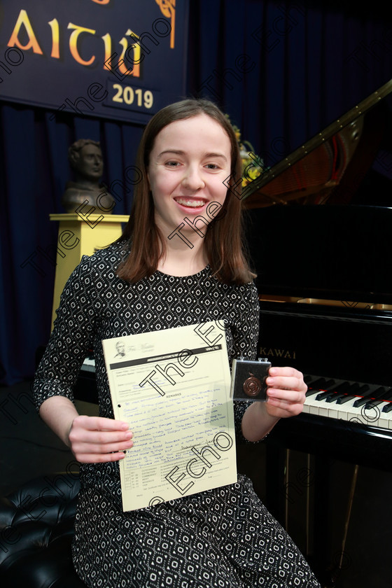 Feis0202109Sat19 
 19
Bronze Medallist Rebecca Tallon from Shanagarry.

Class: 184: Piano Solo 15 Years and Under Confined Two contrasting pieces not exceeding 4 minutes. The Kilshanna Music Perpetual Cup

Feis Maiti 93rd Festival held in Fr. Matthew Hall. EEjob 02/02/2019. Picture: Gerard Bonus