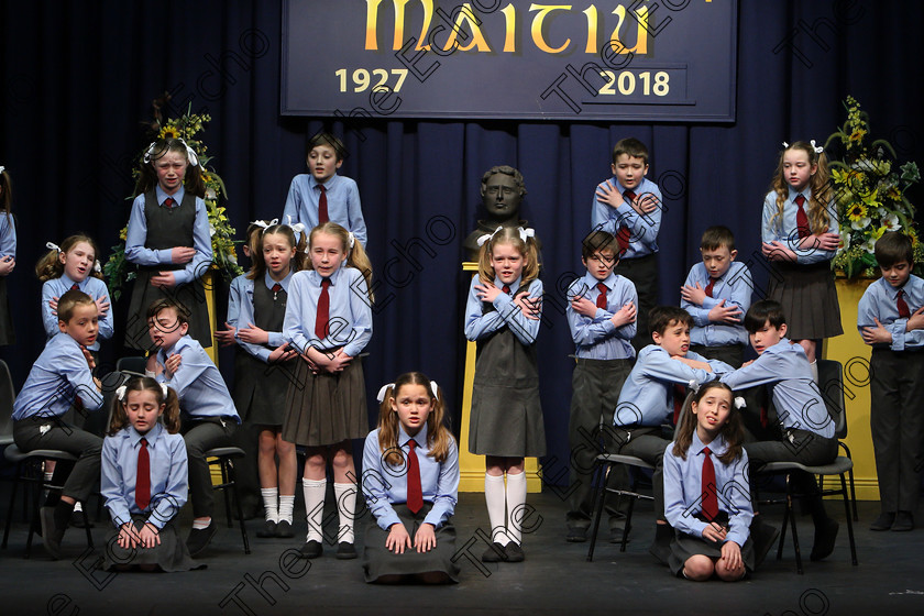 Feis23022018Fri39 
 37~40
Ovens NS performing.
 Speech and Drama Class: 476: The Peg OMahony Memorial Perpetual Cup Choral Speaking 4th Class Feis Maiti 92nd Festival held in Fr. Mathew Hall. EEjob 23/02/2018 Picture: Gerard Bonus.