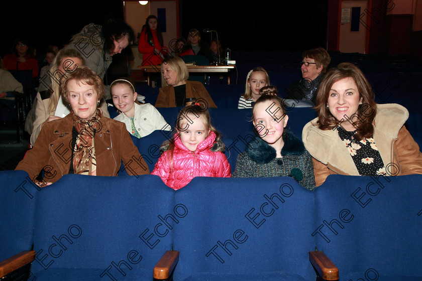 Feis12032018Mon03 
 3
Performer Ciara OConnor from Whitechurch with her mum Annmarie, sister Ellen and Granny Eileen Coleman.
 Speech and Drama Class: 365: Solo Verse Speaking Girls 10 Years and Under Section 4 Feis Maiti 92nd Festival held in Fr. Mathew Hall. EEjob 12/03/2018 Picture: Gerard Bonus