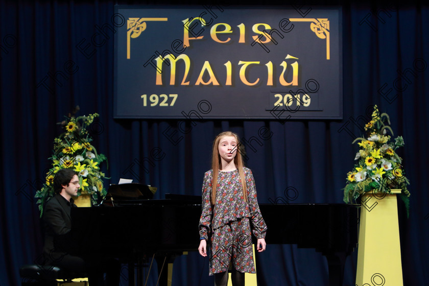 Feis26022019Tue32 
 32
Third Place: Sophia Herlihy from Ballinhassig singing accompanied by Tom Doyle.

Class: 53: Girls Solo Singing 13 Years and UnderSection 1 John Rutter A Clare Benediction (Oxford University Press).

Feis Maiti 93rd Festival held in Fr. Mathew Hall. EEjob 26/02/2019. Picture: Gerard Bonus