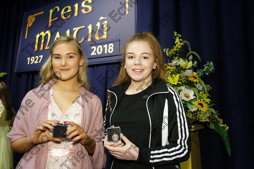 Feis26032018Mon79 
 79
Joint Bronze Medallists Chloe Riordan from Ballyvolane and Shauna OLeary Killarney
 Speech and Drama Class: 111: The Edna McBirney Memorial Perpetual Cup Solo Action Song 16 Years and Under Section 1 An action song of own choice Feis Maiti 92nd Festival held in Fr. Mathew Hall. EEjob 26/03/2018 Picture: Gerard Bonus