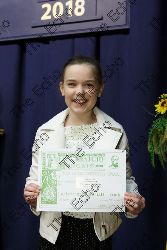 Feis25032018Sun36 
 36
Commended Rachel Lee from Carrigaline.
 Speech and Drama Class: 365: Solo Verse Speaking Girls 10 Years and Under Section 5 Feis Maiti 92nd Festival held in Fr. Mathew Hall. EEjob 25/03/2018 Picture: Gerard Bonus