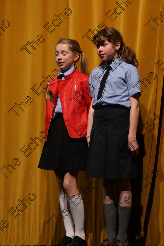 Feis24032018Sat48 
 48~49
Commended for Blaithin Gayner and Katie Rice performing Apple Scramble.
 Speech and Drama Class: 312: Dramatic Duo 10 Years and Under Feis Maiti 92nd Festival held in Fr. Mathew Hall. EEjob 24/03/2018 Picture: Gerard Bonus