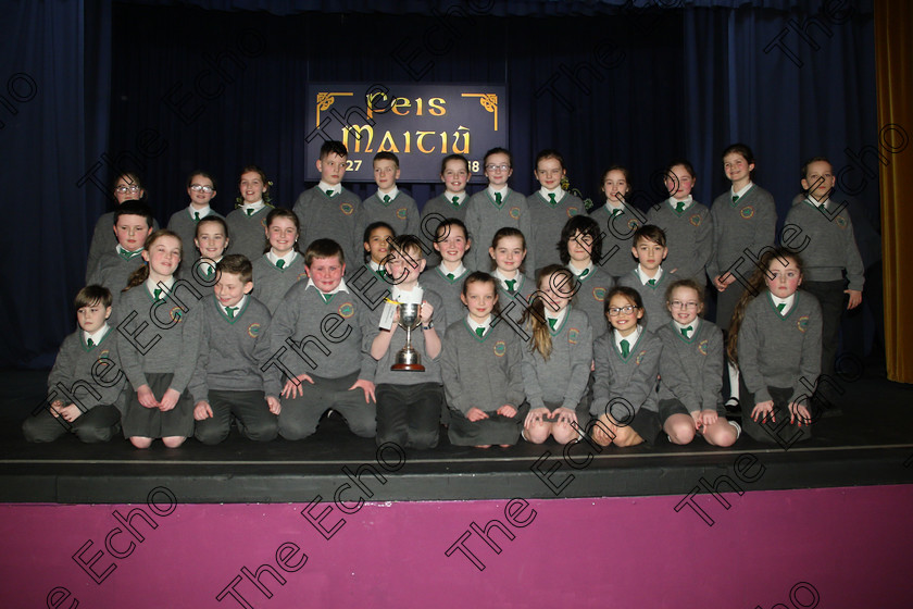 Feis23022018Fri56 
 56~60
Cup Winners An Teaghlaigh Ballyphehane.
 Speech and Drama Class: 476: The Peg OMahony Memorial Perpetual Cup Choral Speaking 4th Class Feis Maiti 92nd Festival held in Fr. Mathew Hall. EEjob 23/02/2018 Picture: Gerard Bonus.