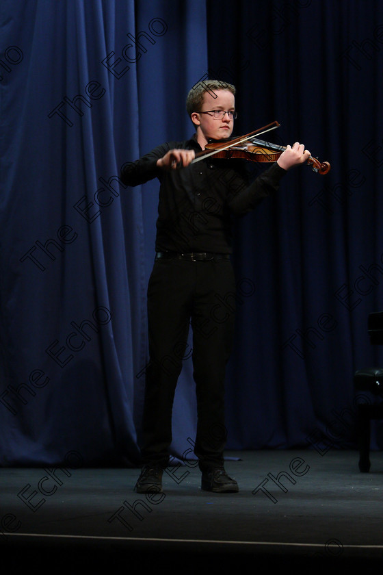 Feis09022018Fri05 
 5
Cillian  Cathasaigh performing.
 Instrumental Music Class: 232: The Houlihan Memorial Perpetual Cup 
String Repertoire 14 Years and Under Feis Maiti 92nd Festival held in Fr. Mathew Hall. EEjob 09/02/2018 Picture: Gerard Bonus.