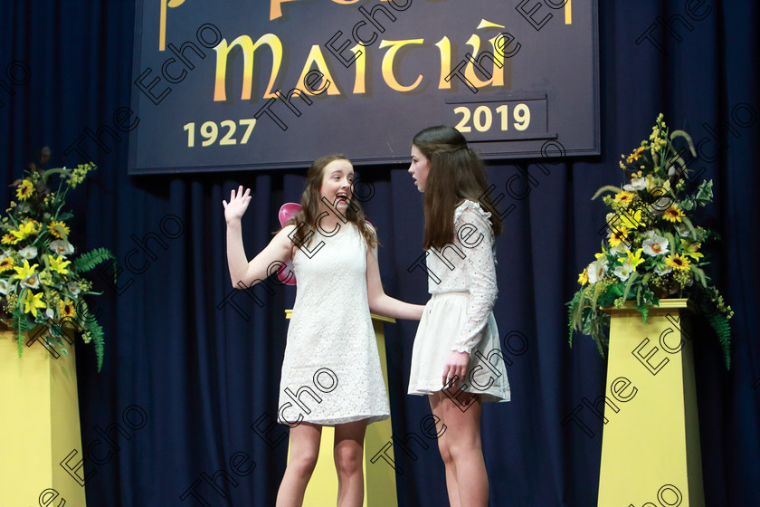 Feis14032019Thu49 
 48~49
Risn Leahy and Sinead Hanley from Ovens performing Teen Angel.

Class: 310: The Peg Hallahan Memorial Perpetual Trophy Dramatic Duo 14 Years and Under A Dramatic Scene not exceeding 10 minutes.

Feis Maiti 93rd Festival held in Fr. Mathew Hall. EEjob 14/03/2019. Picture: Gerard Bonus.