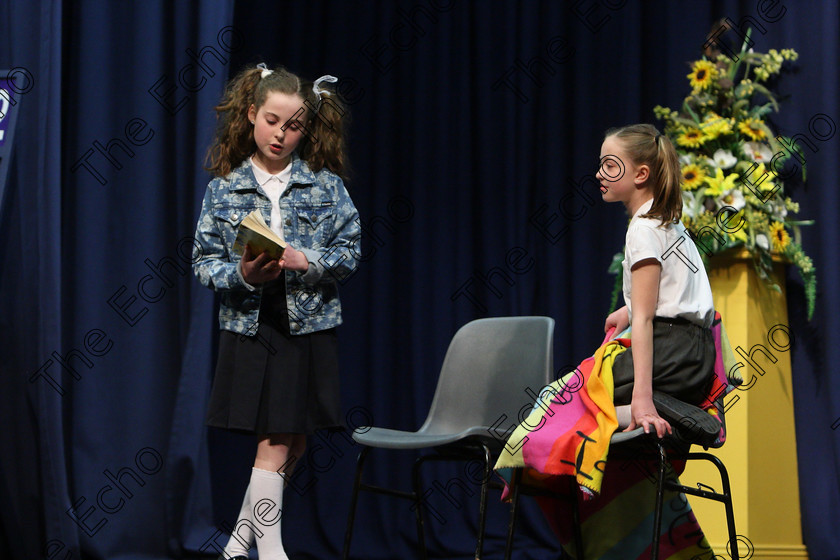 Feis24032018Sat32 
 31~32
Saoirse Moynihan and Ellen Cronin performing The Blessing in the Attic from A Little Princess.
 Speech and Drama Class: 312: Dramatic Duo 10 Years and Under Feis Maiti 92nd Festival held in Fr. Mathew Hall. EEjob 24/03/2018 Picture: Gerard Bonus