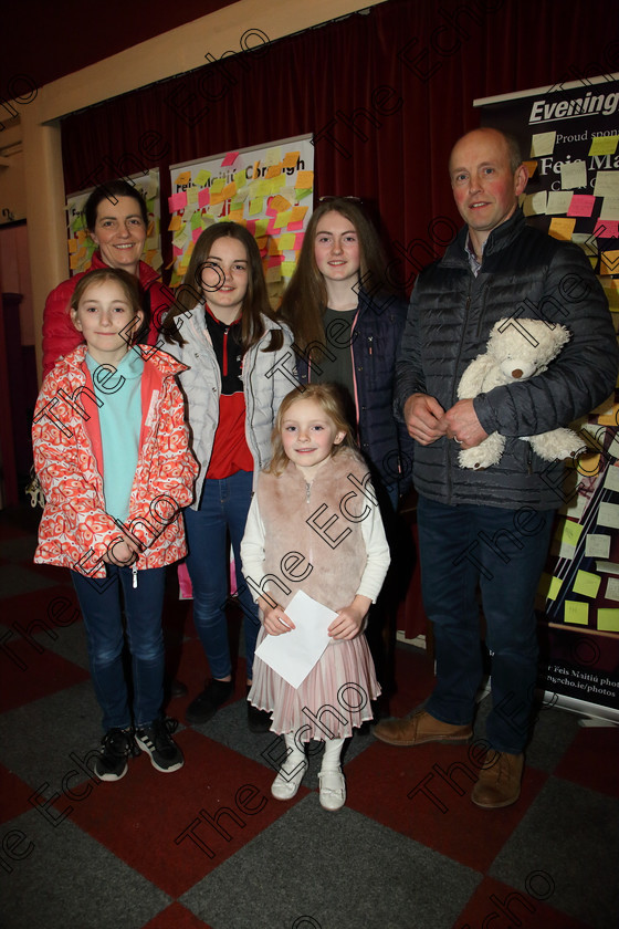 Feis31032019Sun11 
 11
1st time performer Orla Mullins from Mitchelstown with her family, Michelle, Rachel, Jenny, Noelle and Tony.

Class: 369: Solo Verse Speaking Girls 6 Years and Under Section 3 Either Ice Cone Island Bernard Lodge or Night Fright Marian Swinger.

Feis Maiti 93rd Festival held in Fr. Mathew Hall. EEjob 31/03/2019. Picture: Gerard Bonus