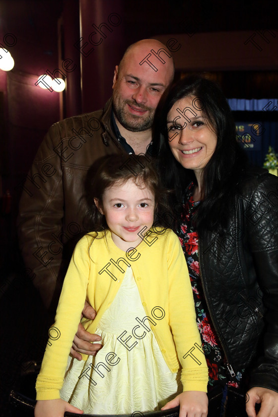 Feis05042019Fri10 
 10
Performer 6 year old Hannah Twomey from Millstreet with her parents Tadhg and Emer.

Class: 562: Consartn 12 Bliana DAois N Faoina.

Feis Maiti 93rd Festival held in Fr. Mathew Hall. EEjob 05/04/2019. Picture: Gerard Bonus