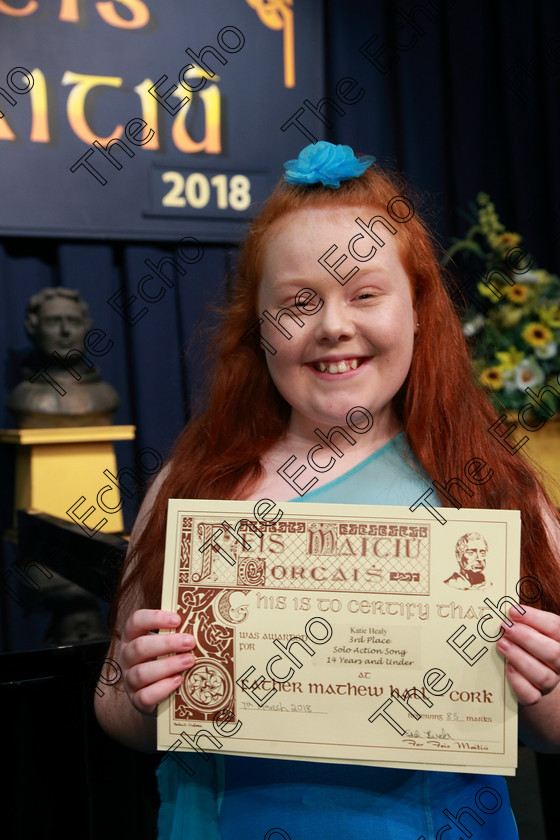 Feis07032018Wed44 
 44
Joint 3rd place Katie Healy from Gurranabraher for her performance of Part of Your World from The Little Mermaid.
 Singing and School Choirs Class: 112: The C.A.D.A. Perpetual Trophy Solo Action Song 14 Years and Under Section 1 Feis Maiti 92nd Festival held in Fr. Mathew Hall. EEjob 06/03/2018 Picture: Gerard Bonus.