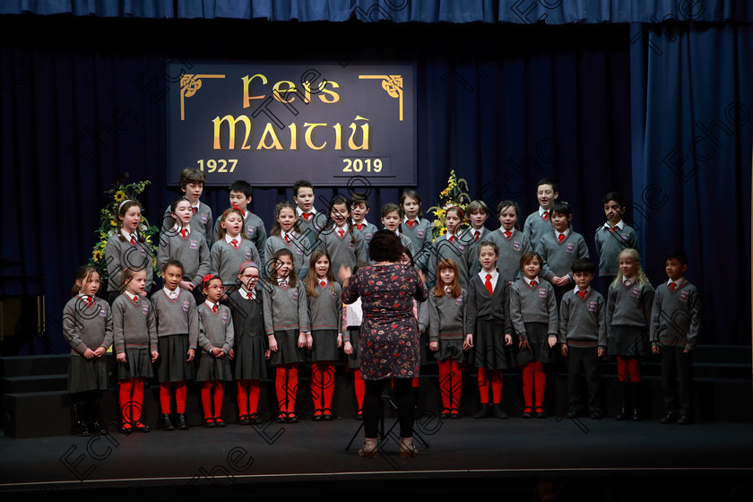 Feis01032019Fri08 
 8~10
Rockboro Singers singing Ill Be There.

Class: 84: The Sr. M. Benedicta Memorial Perpetual Cup Primary School Unison ChoirsSection 2 Two contrasting unison songs.

Feis Maiti 93rd Festival held in Fr. Mathew Hall. EEjob 01/03/2019. Picture: Gerard Bonus