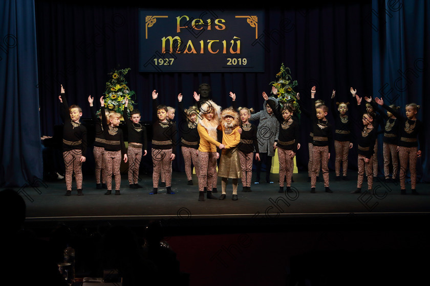 Feis12022019Tue23 
 17~24
Timoleague NS performing extracts from The Lion King.

Class: 104: The Pam Golden Perpetual Cup Group Action Songs -Primary Schools Programme not to exceed 8 minutes.

Feis Maiti 93rd Festival held in Fr. Mathew Hall. EEjob 12/02/2019. Picture: Gerard Bonus