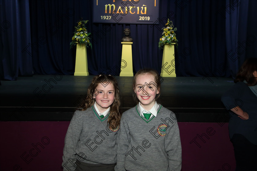 Feis03042019Wed06 
 6
Ava Carroll and Orlaith Byrne from Gaelscoil an Teaghlaigh Naofa, Ballyphehane.

Rinn: 533: Corn U Bhuachalla Cr-Reacaireacht 9 Bliana DAois N Faoina An Clog Padraig MacConcoille. (b) A Rogha Fin.

Feis Maiti 93rd Festival held in Fr. Mathew Hall. EEjob 03/04/2019. Picture: Gerard Bonus