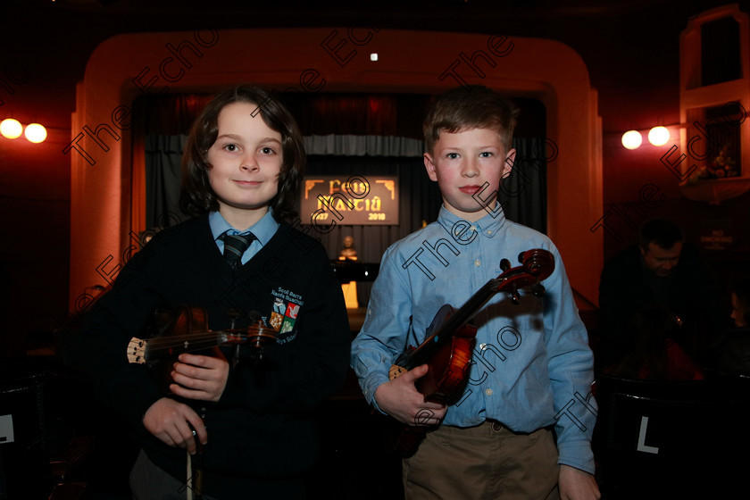 Feis29012018Mon26 
 26
Performers ; Lughaidh Gannow and Michael Scott from Blackrock and Monkstown.

EEjob 29/01/2018 
Feis Maiti 92nd Festival held in Fr. Matthew Hall 
Picture: Gerard Bonus

Instrumental Music
Class 241 Violin Solo 10 years and Under